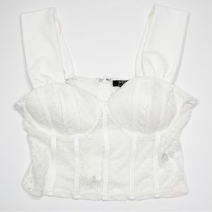 Privy White Lace Bralette Top Trendy Fashion Size M